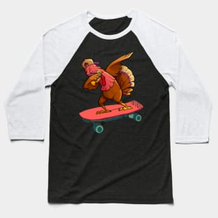 Dabbing Turkey Thanksgiving Day Pilgrim Boys Girls Funny Dab Baseball T-Shirt